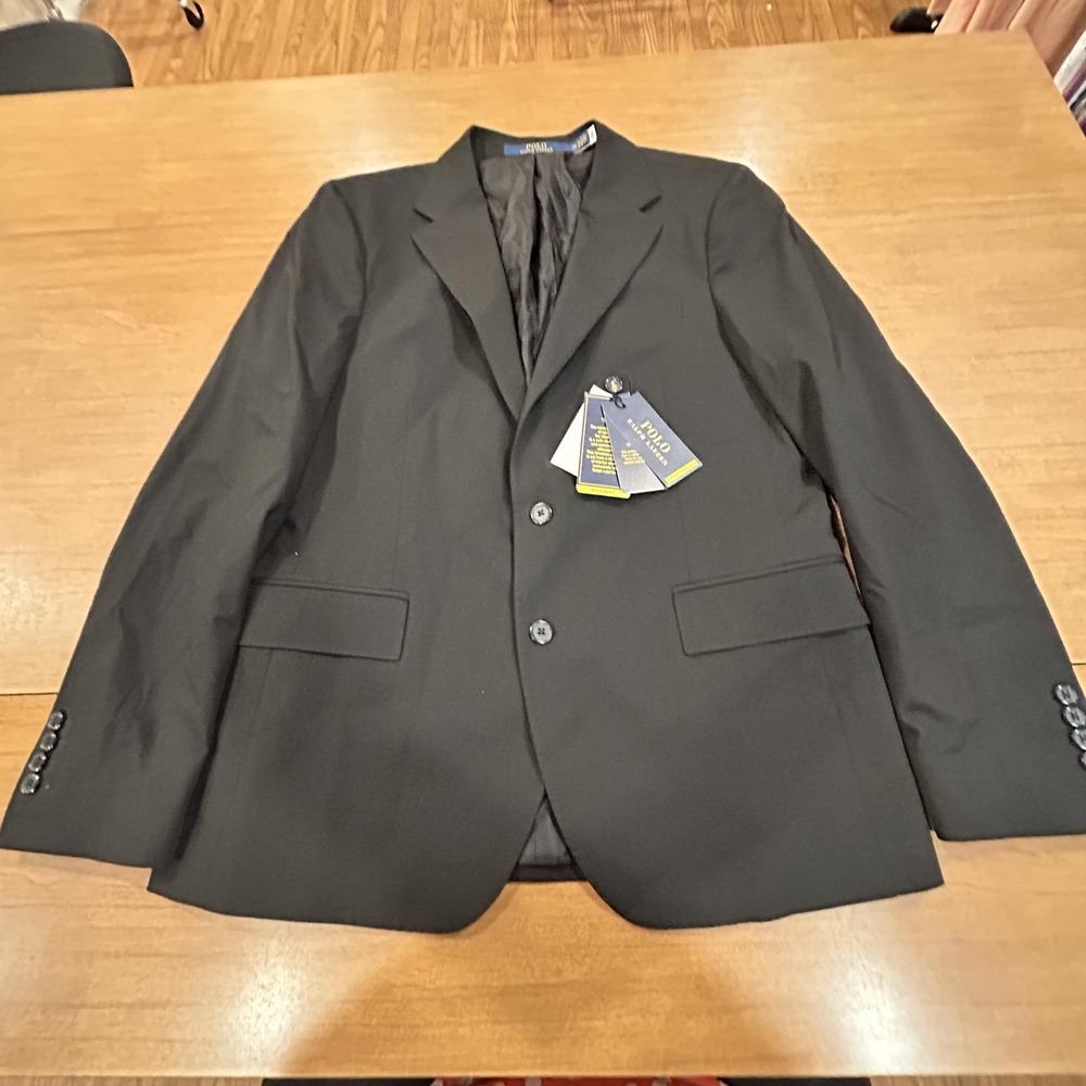 Polo Ralph Lauren Blazer Mens 40S Black Stretch Modern Fit 2 Button Suit Jacket
